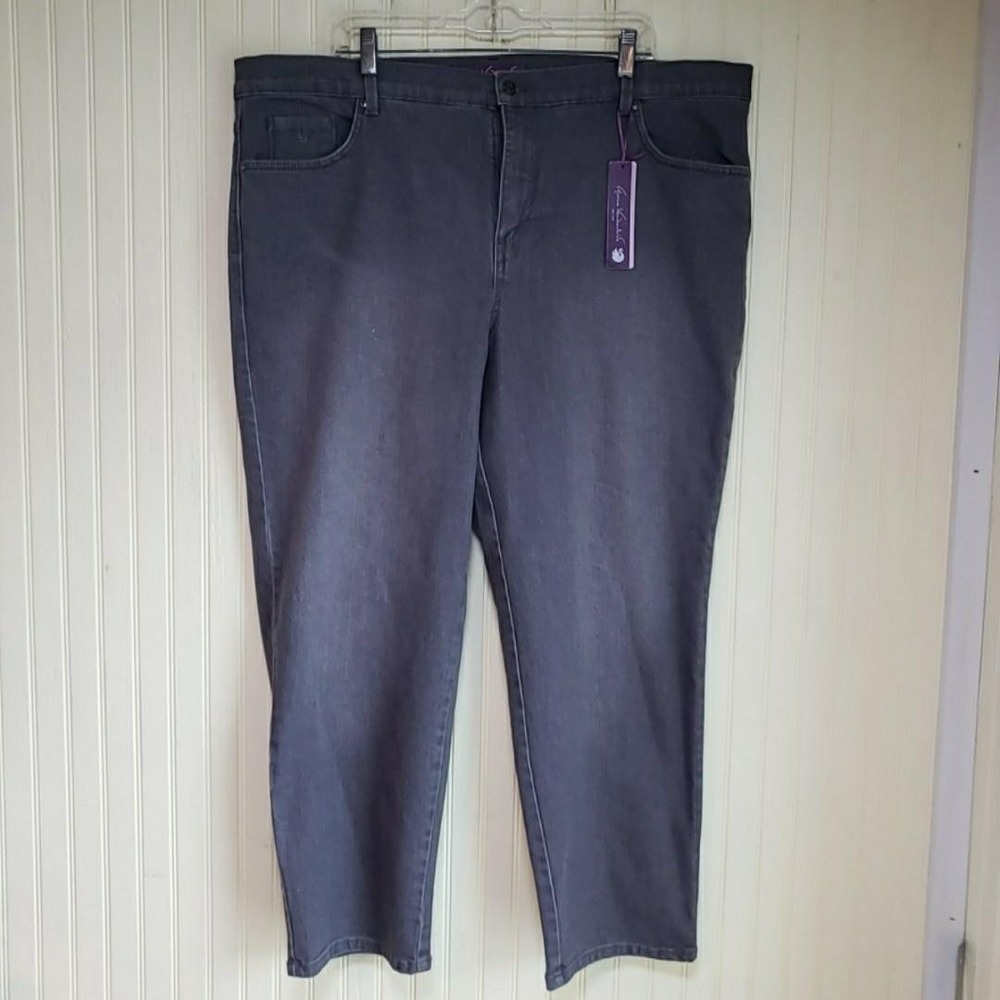 Gloria Vanderbilt Amanda Jeans Womens Plus 22W Short‎ Gray High Rise Tapered